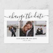 書モダン跡の日付を変更結婚する インビテーションポストカード (正面)