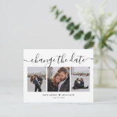 書モダン跡の日付を変更結婚する インビテーションポストカード (スタンド正面)