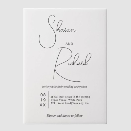 書モダン跡の書結婚跡 ベラム紙招待状 (正面)