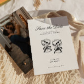 書モダン跡の白黒の日付の保存 招待状