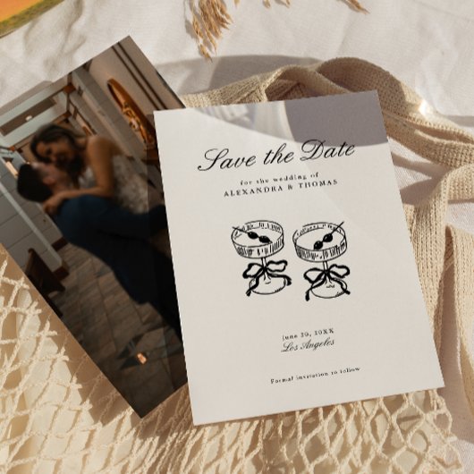 書モダン跡の白黒の日付の保存 招待状