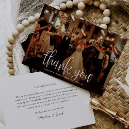 書モダン跡の結婚写真 サンキューカード