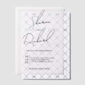 書モダン跡の黒白結婚文字 ベラム紙招待状 (オフセット (招待状))