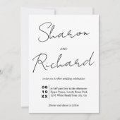 書モダン跡の黒白結婚文字 招待状 (正面)