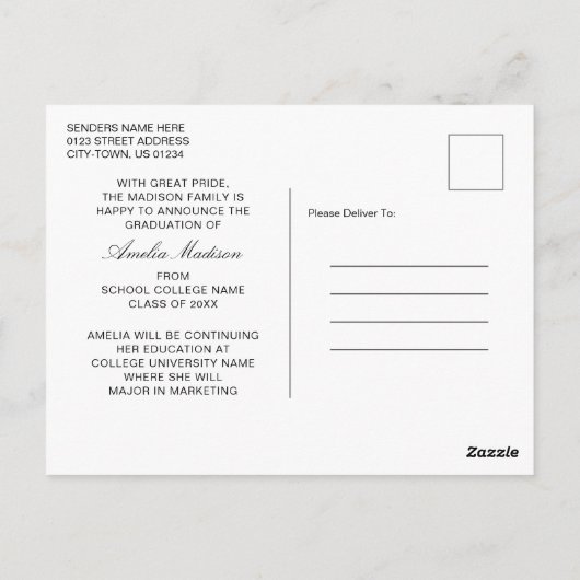 書モダン跡インクスクリプトアートのグラッドフォト ポストカード (裏面)