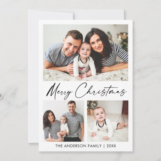 書モダン跡インクスクリプトクリスマス3写真 シーズンカード (正面)