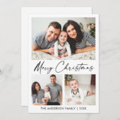 書モダン跡インクスクリプトクリスマス3写真 シーズンカード (正面/裏面)