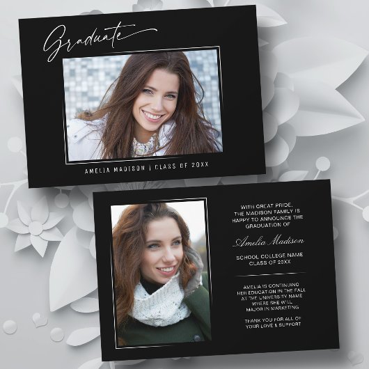 書モダン跡インクスクリプト卒業2写真 案内状