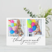 書モダン跡インクスクリプト2写真の卒業 サンキューカード (スタンド正面)