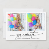 書モダン跡インクスクリプト2写真の卒業 案内状 (正面)