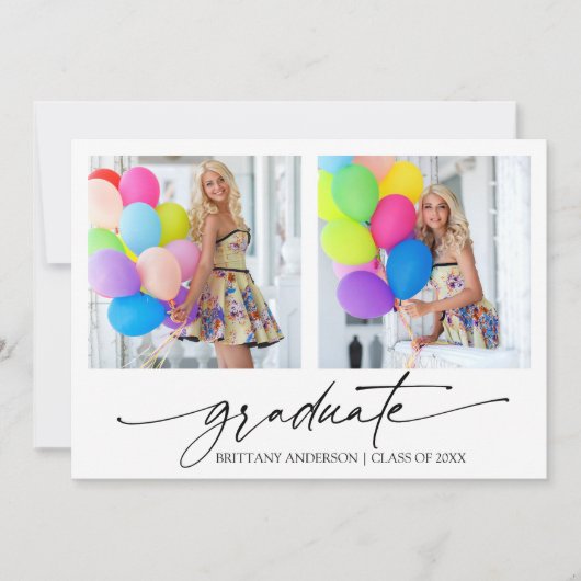 書モダン跡インクスクリプト2写真の卒業 案内状