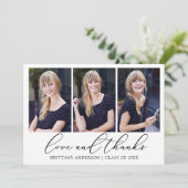 書モダン跡インクスクリプト3写真の卒業 サンキューカード (スタンド正面)