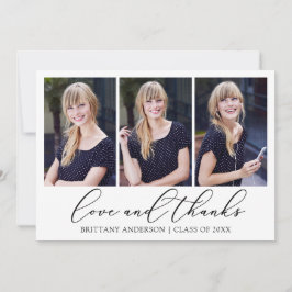 書モダン跡インクスクリプト3写真の卒業 サンキューカード