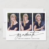 書モダン跡インクスクリプト3写真の卒業 案内状 (正面)