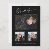 書モダン跡インクスクリプト3写真の卒業 案内状 (正面)