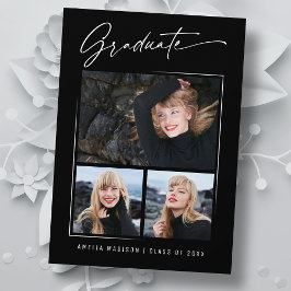 書モダン跡インクスクリプト3写真の卒業 案内状