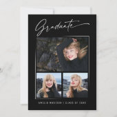 書モダン跡インクスクリプト3写真の卒業 案内状 (正面)