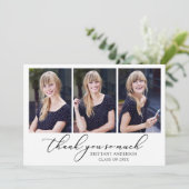 書モダン跡インクスクリプト3枚の写真卒業 サンキューカード (スタンド正面)