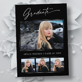 書モダン跡インクスクリプト4写真の卒業 案内状