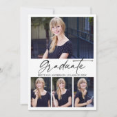 書モダン跡インクスクリプト4写真の卒業 案内状 (正面)