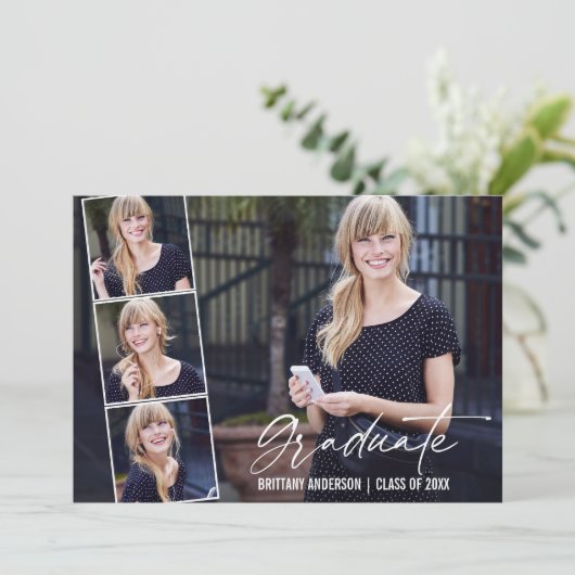 書モダン跡インクスクリプト4写真の卒業 案内状 (スタンド正面)