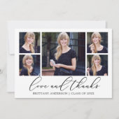 書モダン跡インクスクリプト5写真の卒業 サンキューカード (正面)