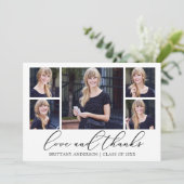 書モダン跡インクスクリプト5写真の卒業 サンキューカード (スタンド正面)