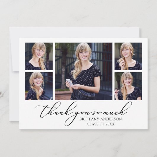 書モダン跡インクスクリプト5枚の写真卒業 サンキューカード (正面)