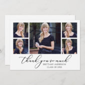 書モダン跡インクスクリプト5枚の写真卒業 サンキューカード (正面/裏面)