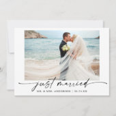 書モダン跡インクペンスクリプト写真結婚の 案内状 (正面)