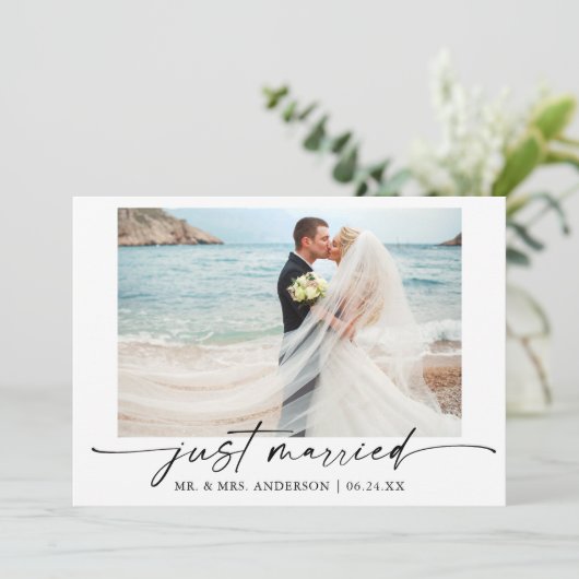 書モダン跡インクペンスクリプト写真結婚の 案内状 (スタンド正面)