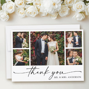 書モダン跡インクペンスクリプト5写真結婚の サンキューカード