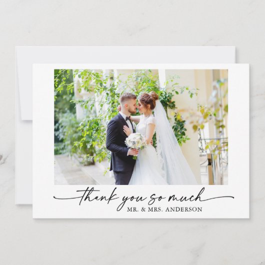 書モダン跡インクペン結婚の写真 サンキューカード (正面)