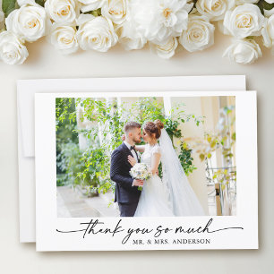 書モダン跡インクペン結婚の写真 サンキューカード