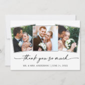 書モダン跡インクペン結婚スクリプトの3枚 サンキューカード (正面)