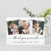 書モダン跡インクペン結婚スクリプトの3枚 サンキューカード (スタンド正面)