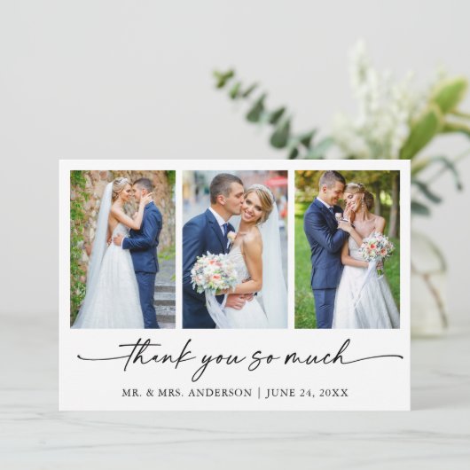 書モダン跡インクペン結婚スクリプトの3枚 サンキューカード (スタンド正面)