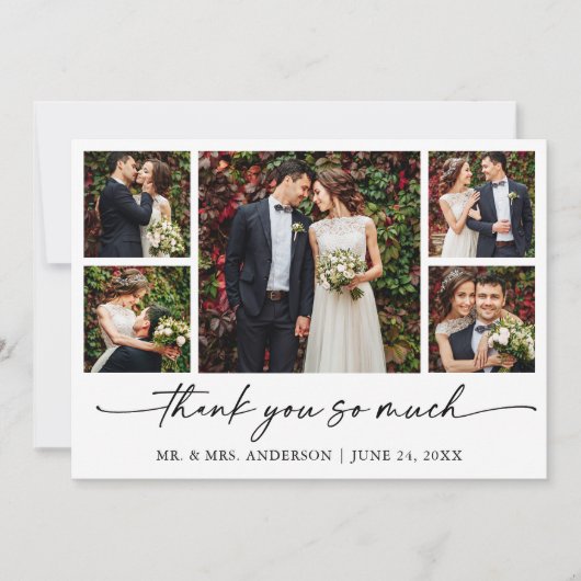 書モダン跡インクペン結婚スクリプトの5枚 サンキューカード (正面)