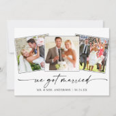 書モダン跡インクペン3写真結婚s 案内状 (正面)