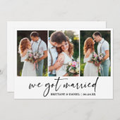 書モダン跡インクペン3写真結婚s 案内状 (正面/裏面)