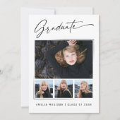 書モダン跡インク台本4写真卒業 案内状 (正面)