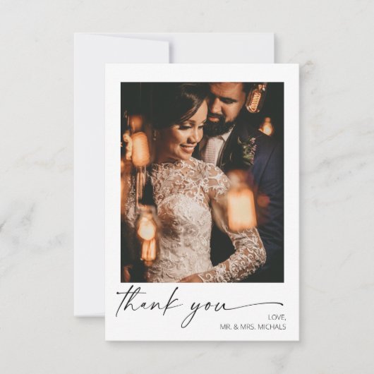 書モダン跡インスタント写真サンキューカード 招待状 (正面)