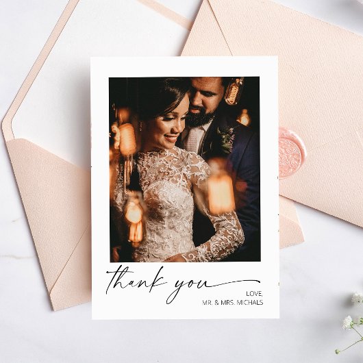 書モダン跡インスタント写真サンキューカード 招待状