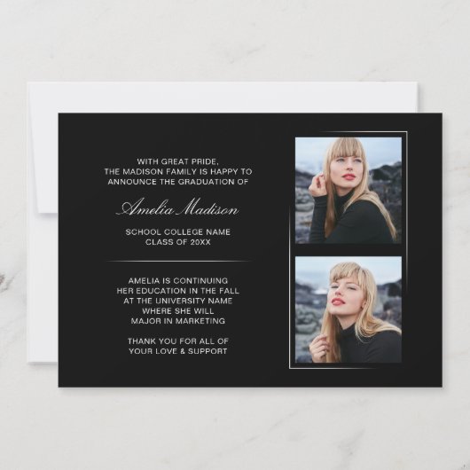 書モダン跡エレガント墨文字3写真グラード 案内状 (裏面)