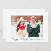 書モダン跡グリーンインクスクリプトカップル写真 シーズンカード (正面/裏面)