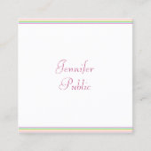 書モダン跡スクリプカラフルストライプのトレンディー スクエア名刺 (正面)