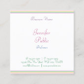 書モダン跡スクリプカラフルストライプのトレンディー スクエア名刺 (裏面)