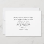 書モダン跡スクリプトハートHelloベビー 案内状 (裏面)