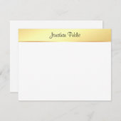 書モダン跡スクリプト名金ゴールド白 ノートカード (正面/裏面)