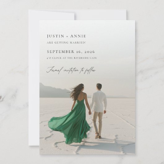 書モダン跡スクリプト2写真の日付の保存 招待状 (裏面)